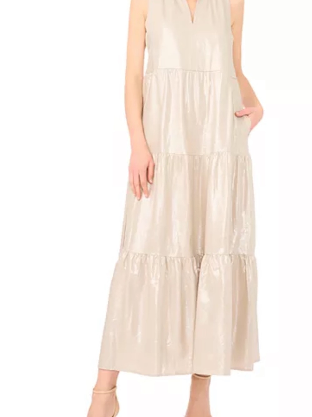 Vince Camuto Silver-Tone Tiered Maxi Dress